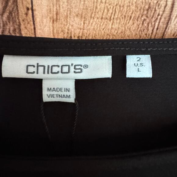 Chico’s Dress Batwing Sleeve ITY Midi Little Black Modest Minimalist Large NWT - Picture 7 of 9